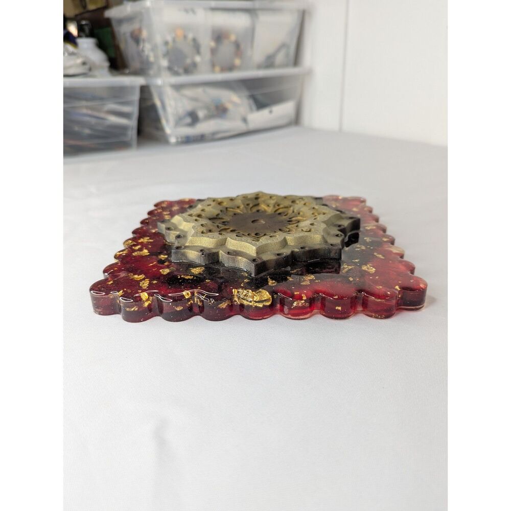 Resin Wall Art - Red, Gold, Handmade, New - Picture 4 of 7